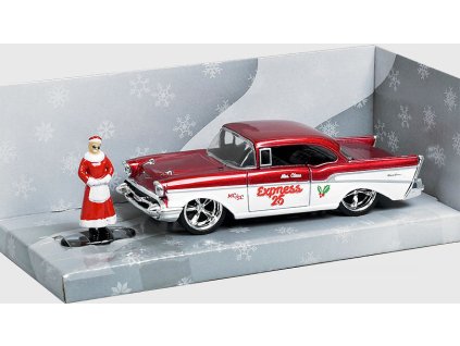 Chevrolet Bel Air 1957 s figurkou Mrs. Santa Claus 1:32 - Jada Toys  Chevrolet Bel Air 1957 s figurkou Santa Claus 1/32