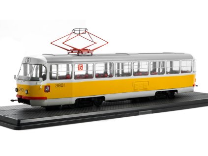 Tatra T3SU tramvaj žlutá 1:43 - SSM  Tatra T-3 SU tramvaj 1:43 - kovový model