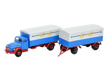 Volvo N88 PP-Zug s plachtou a vlekem G&C 1951 1:87 - Brekina  Volvo N 88 PP Zug s plachtou a vlekem G&C 1951 - sběratelská model