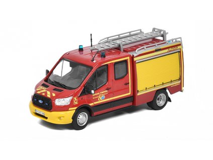 Ford Transit MK IV Hasiči 1:43 - Hachette časopis s modelem  Ford Transit MK 4 Sapeurs Pompiers - kovový model