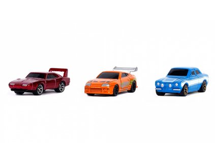 Sada 3 ks autíček z filmu Fast and Furious 1:87 - Jada Toys  Sada 3 ks: Dodge Charger, Toyota Supra, Ford Escort z filmu Fast and Furious - sada sběratelských modelů