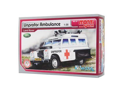 Land Rover Unprofor Ambulance - stavebnice 1:35 - Monti System  Land Rover Unprofor Ambulance 1/35 - Model KIT