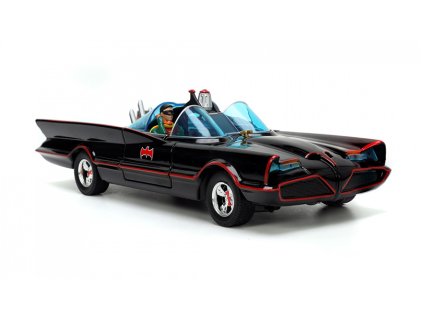 Batmobile 1966 s figurkami Batmana, Robina, Jokera a Tučňáka 1:24 - Jada Toys  Batmobile 1966 s figurkami Batmana, Robina, Jokera a Tučňáka ( Penguin ) 1/24