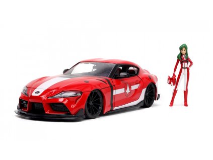 Toyota Supra 2020 + Figurka Miriya Sterling Robotech 1:24 - Jada Toys  Toyota Supra 2020 + Miriya Sterling - Robotech - kovový model auta