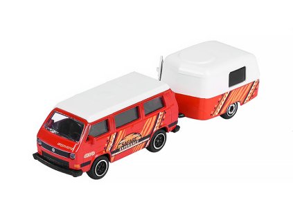 Volkswagen T3 4WD s přívěsem 1:64 - Majorette  VW T3 4 WD s přívěsem - kovový model auta 1/64