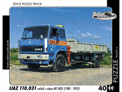 Puzzle Truck č. 2 - LIAZ 110.031 valník s rukou HR 3001 1985-1993 - 40 dílků  Puzzle Truck č. 2 - LIAZ 110.031 valník s rukou HR-3001 1985 - 1993 - 40 dílků
