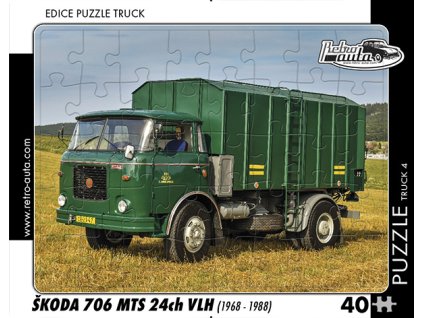 Puzzle Truck č. 4 - Škoda 706 MTS 24ch VLH 1968-1988 - 40 dílků  Puzzle Truck č. 4 - Škoda 706-MTS 24ch VLH 1968 - 1988 - 40 dílků