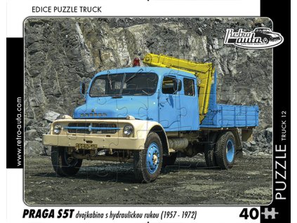 Puzzle Truck č. 12 - Praga S5T dvojkabina s hydraulickou rukou 1957 - 1972 - 40 dílků  Puzzle Truck č. 12 - Praga S5T dvojkabina s hydraulickou rukou 1957 - 1972 - 40 dílků