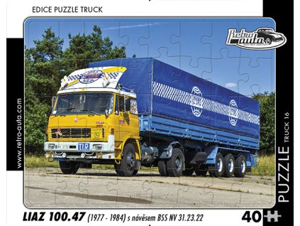 Puzzle Truck č. 16 - LIAZ 100.47 s návěsem BSS NV 31.23.22 - 40 dílků  Puzzle Truck č. 16 - LIAZ 100.47 1977 - 1984 s návěsem BSS NV 31.23.22 - 40 dílků