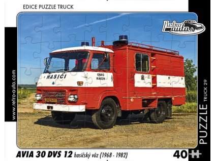 Puzzle Truck č. 29 - AVIA 30 DVS 12 hasičský vůz 1968-1982 - 40 dílků  Puzzle Truck č. 29 - AVIA 30 DVS 12 hasičský vůz 1968 - 1982 - 40 dílků