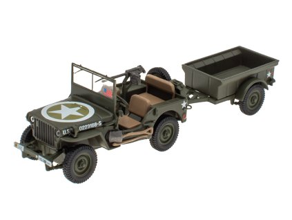 Jeep Willys MB 1:43 - Hachette časopis s modelem  Jeep Willys MB - kovový model auta