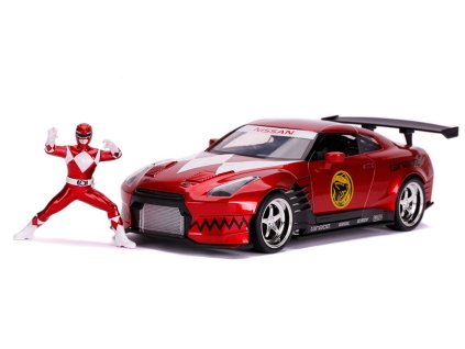 Nissan Skyline GT-R R35 2009 s figurkou Red Ranger 1:24 - Jada Toys  Nissan Skyline GTR R35 2009 + Red Ranger 1/24