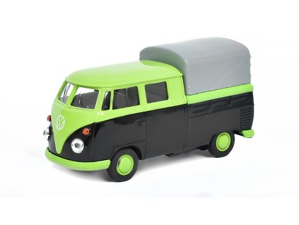 Volkswagen T1 Double Cabin Pick Up černá/zelená 1:32 - Welly  VW T1 Double Cabin Pick-Up - kovový model auta