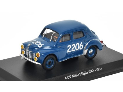 Renault 4CV #2206 Mille Miglia 1063 1954 1:43 Eligor časopis s modelem  Renault 4 CV No.2206 Mille Miglia 1063 1954 - kovový model