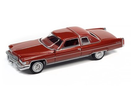 Cadillac Coupe DeVille 1975 červený 1:64 - Auto World  Cadillac DeVille 1975 - kovový model auta