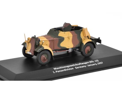 Maschinengewehrkraftwagen Kfz.13 1937 1:43 - časopis Samochody Wojskowe s modelem #49  Maschinengewehrkraftwagen Kfz.13 1 Panzerdevision Germany 1937 - kovový model auta