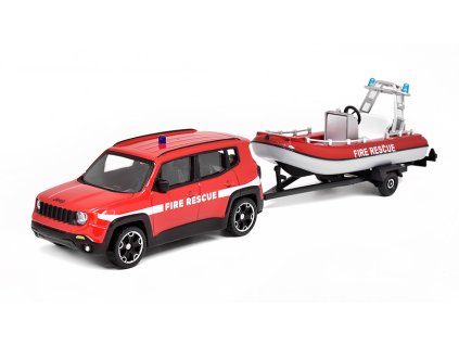 Jeep Renegade Fire Rescue s přívěsem a lodí 2017 1:43 - Mondo Motors  Hasiči Jeep Renegade + přívěs na přepravu lodí - model auta
