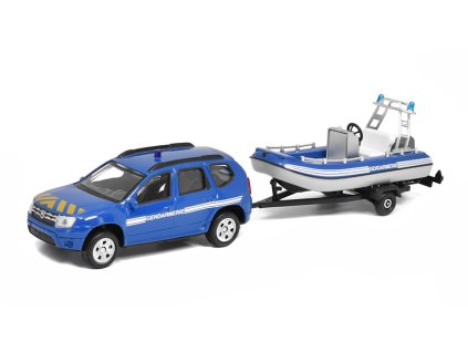 Dacia Duster Gendarmerie s přívěsem a lodí 2020 1:43 - Mondo Motors  Policie Dacia Duster + přívěs na přepravu lodí - model auta