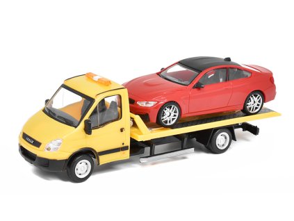 Iveco Fiat Odtahovka 2009 + BMW M4 (G82) 2020 1:43 - Mondo Motors  Iveco Fiat Evacuator 2009 a BMW 4-Series M4 Coupe (G82) 2020- model auta