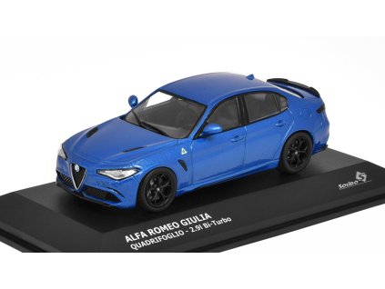 Alfa Romeo Giulia Quadrifoglio 2.9l Bi-Turbo 2016 modrá 1:43 - Solido  Alfa Romeo Giulia Quadrifoglio 2.9l BiTurbo 2016 - kovový model