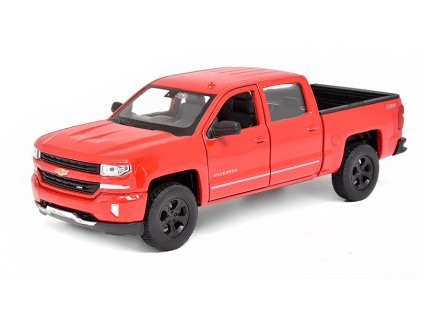 Chevrolet Silverado 2017 červená 1:24 - Welly  Chevrolet Silverado - kovový model