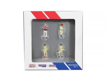 Sada figurek: Race Drivers 1:64 - TARMAC/American Diorama  Závodníci - Sada figurek 4 ks - American Diorama