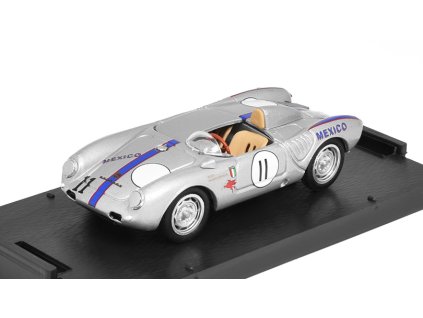 Porsche 550RS Spyder #11 Riverside 1957 1:43 - Brumm  Porsche 550A RS Spyder No.11 Riverside 1957 Ricardo Rodriguez - kovový model auta