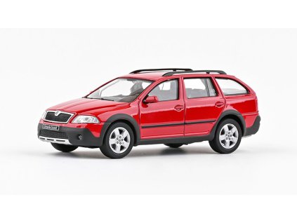 Škoda Octavia II Combi Scout 2007 Červená Corrida 1:43 - Abrex  Škoda Octavia 2 Combi Scout 2007 - kovová model auta