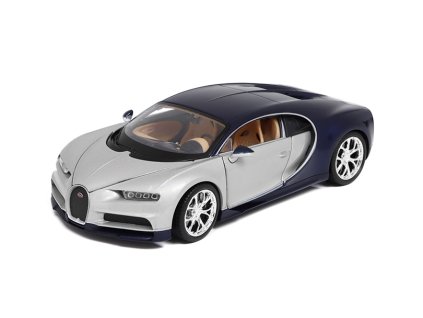 Bugatti Chiron 2016 šedá / modrá 1:24 - Welly  Bugatti Chiron Le Patron 2016 - kovová model auta