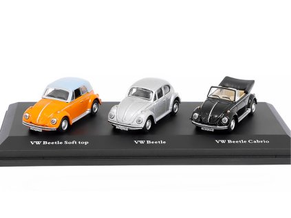Volkswagen Beetle - Sada 3 kusy #2 1:72 - Cararama  Sada 3 kusy: VW Beetle Soft Top / VW Beetle / VW Beetle Cabrio 1/72 - kovové modely