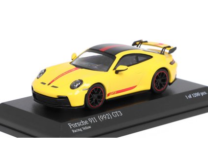 Porsche 911 (992) GT3 žlutá 1:64 - MINICHAMPS  Porsche 911 992 GT3 Racing Yellow - kovový model auta 1/64