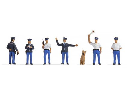 Sada figurek 7 ks : Policisté a pes - Nizozemsko 1:87 - Noch  Figurky 7 ks - Police officers Netherlands - kovové figurky