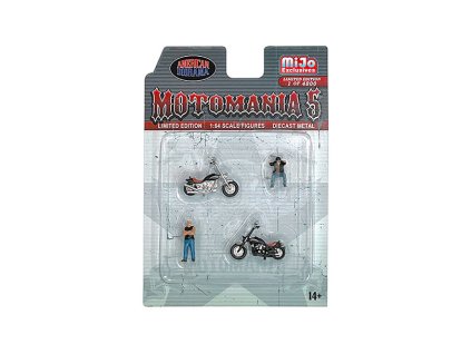 Sada figurek 2 motorkáři + 2 motorky 1:64 - Motomania #5 - American Diorama  Sada figurek 1/64 - Motomania 5 - American Diorama