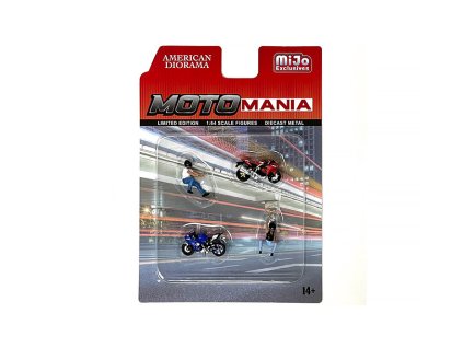 Sada figurek 2 motorkáři + 2 motorky 1:64 - Motomania - American Diorama  Sada figurek 1/64 - Motomania - American Diorama