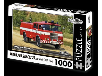 Puzzle Truck č. 5 - Škoda 706 RTH CAS 25 hasičský vůz 1960-1964 - 1000 dílků  Puzzle Truck č. 5 - Škoda 706-RTH CAS25 hasičský vůz 1960 - 1964 - 1000 dílků