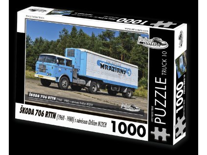 Puzzle Truck č. 10 - Škoda 706 RTTN 1960-80 s návěsem Orličan N12CH - 1000 dílků  Puzzle Truck č. 10 - Škoda 706 RTTN 1960 - 1980 s návěsem Orličan N 12 CH - 1000 dílků