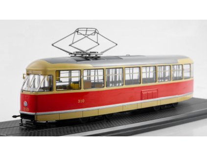 Tatra T1 tramvaj žlutá / červená 1:43 - SSM  Tatra T 1 tramvaj 1:43 - kovový model