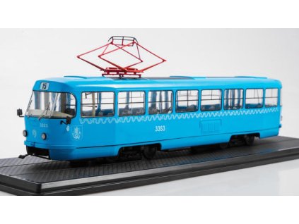Tatra T3SU tramvaj modrá 1:43 - SSM  Tatra T-3 SU tramvaj 1:43 - kovový model