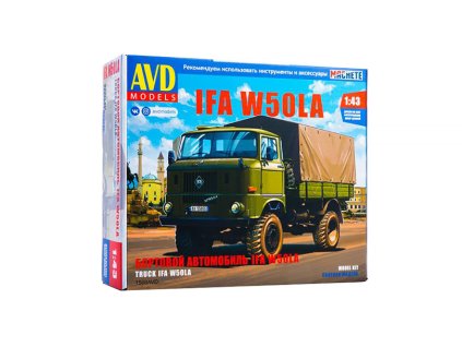 IFA W50LA s plachtou - Model KIT 1:43 - AVD  IFA W50 LA Truck - stavebnice AVD