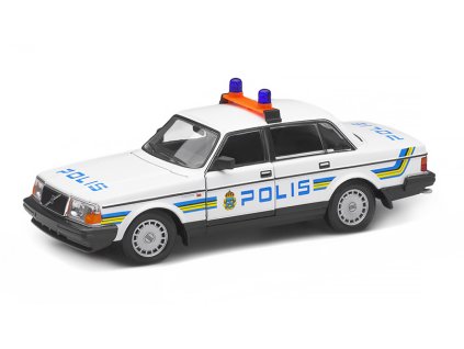 Volvo 240 GL 1986 Polis - Policie Švédsko 1:24 - Welly  Volvo 240GL 1986 Police Swedish "Polis" - kovový model auta 1/24