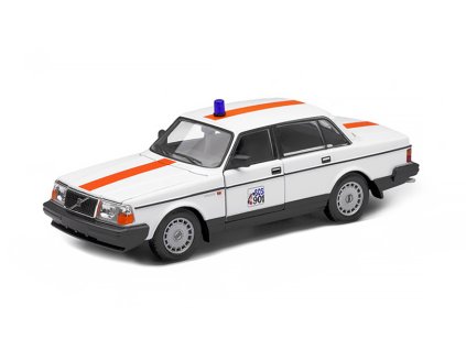 Volvo 240 GL 1986 Policie Belgie 1:24 - Welly  Volvo 240GL 1986 Police Belgium "SOS 901" - kovový model auta 1/24
