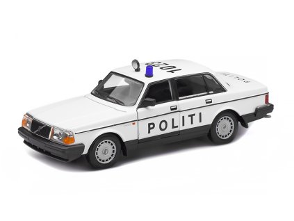 Volvo 240 GL 1986 Politi - Policie Dánsko 1:24 - Welly  Volvo 240GL 1986 Police Denmark "Politi" - kovový model auta 1/24