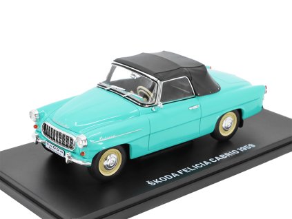 Škoda Felicia Cabrio 1959 1:24 - časopis Nezapomenutelné auta #61 s modelem  Škoda Felicia Cabrio 1959 - kovový model auta