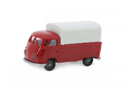 Volkswagen T1b 1960 červený s plachtou 1:87 - Brekina  VW T1b 1960 s plachtou - kovový model auta 1/87