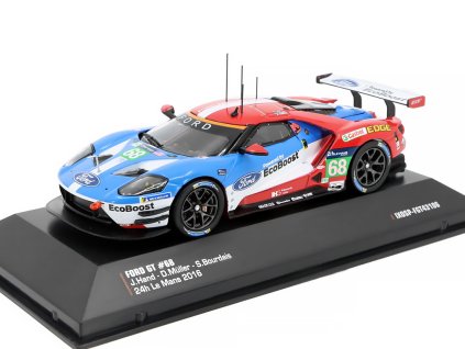 Ford GT #68 24h Le Mans 2016 J.Hand / D.Muller / S.Bourdais 1:43 - IXO Models  Ford GT 3.5L Turbo V6 #68 Le Mans 2016 J. Hand - D. Muller - S. Bourdais  - kovový model