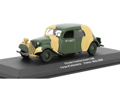 Citroen Traction Avant 11BL 1:43 - časopis Samochody Wojskowe s modelem #55 BAZAROVÉ ZBOŽÍ  Citroen Traction Avant 11BL Corps d'Infanterie France 1940 - kovový model auta