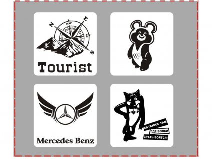 Obtisky na modely 143 124 118 Tourist Vlk Mercedes Olympijské hry 1980