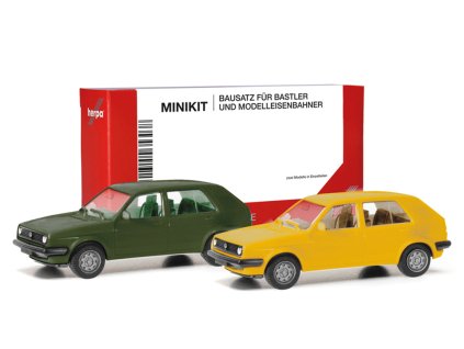 Volkswagen Golf II zelená žlutá Minikit 187 Herpa stavebnice (5)