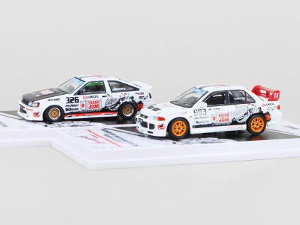 Sada Toyota Corolla AE86 Levin #326 + Mitsubishi Lancer Evolution III #983 Trackerz Racing 164 INNO Models (2)