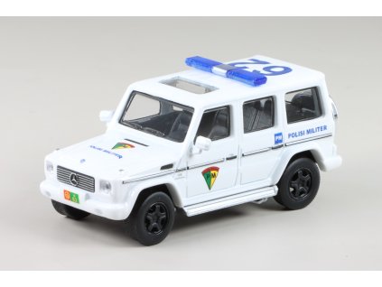 Mercedes-Benz G55 AMG Policie Militer bílá 1:64 - Kyosho  Mercedes-Benz G55 AMG - kovový model